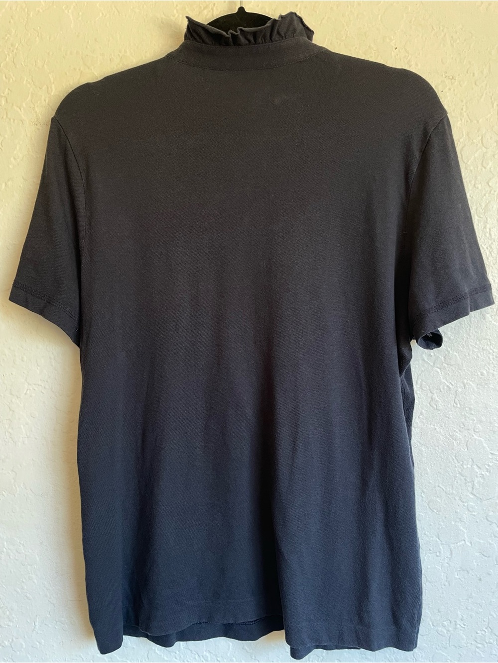 TORY BURCH LIDIA POLO SHIRT Navy Short-Sleeve Ruffle-Placket Polo XL - Picture 5 of 10